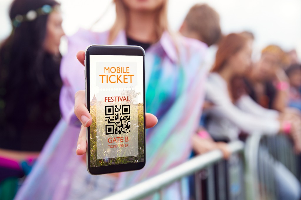 Mobile ticket on phone